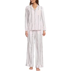 Lands' End Women's Cotton Poplin 2 Piece Pajama Set - Long Sleeve Top and Pants in Kuwait