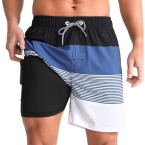 zeetoo Mens Swim Trunks with Compression Liner 5.5" Quick Dry Swim Shorts with Zipper Pockets Bathing Suit in Saudi Arabia