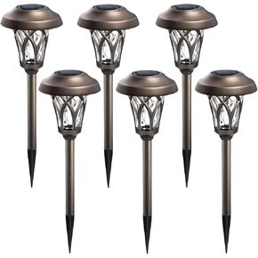 GIGALUMI 6 Pack Solar Pathway Lights Outdoor, Metal Glass & ABS Solar Landscape Lights Waterproof IP65, Warm White Solar Powered Garden Lights for Yard Patio Walkway Driveway (Black) in Kuwait