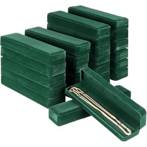 24 قطعة من صناديق الأساور المخملية، صندوق عرض مجوهرات طويل 8.7 بوصة، صندوق هدايا مجوهرات مخملي أخضر، حقيبة تخزين المجوهرات للاستخدام التجاري in Kuwait