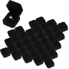 36 Pcs Black Velvet Ring Box Blulk for Wedding Ceremony Engagement Jewelry Boxes Packaging Display Ring Case Earring Storage Holder for Proposal Anniversary Birthday Gift in Kuwait