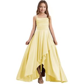 Chiffon Junior Bridesmaid Dresses Long Spaghetti Straps Flower Girl Dresses Slit Ruffle Girls Wedding Guest Dress in Kuwait
