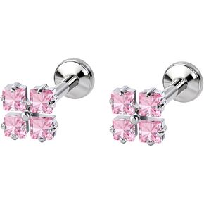 التيتانيوم مربع زركون لابريت أقراط 16 جرام خيط داخلي مسطح الظهر هيبوالرجينيك الزنمة الغضروف ثقب الشفاه مجوهرات للنساء الرجال in Kuwait