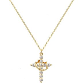 Womens Cross Choker Necklace Plated Diamond Pendant Necklace for Ladies in Saudi Arabia