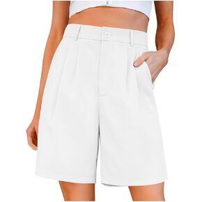 LFEOOST Shorts for Women 𝟮𝟬𝟮𝟰 Dressy Casual Summer Outfits Back Elastic High Waisted Wide Leg Dress Shorts with Pockets in Saudi Arabia