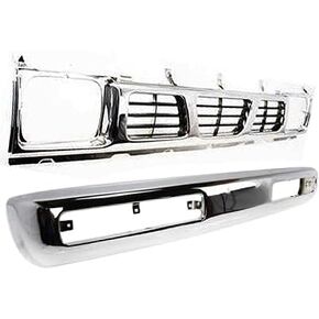 طقم المصد الأمامي Garage-Pro لقاعدة Nissan Pickup SE XE 1996-1997، فولاذ كروم، استبدال المصد الأمامي من نوفمبر 1995، يستبدل F20123B900 NI1002127 6231055G10 NI1200116 in Kuwait