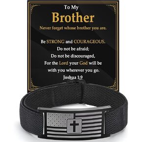 Teen Boy Gifts American Flag Cross Bracelet for Boys Men Bible Verse Christian Jewelry for Birthday, Baptism, Christmas, Graduation in Saudi Arabia