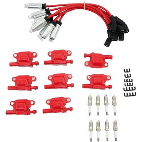 Ignition Coil & Spark Plug & Wire 8PCS compatible with Chevy Silverado 1500/Tahoe, GMC Yukon, Pontiac G8/Grand Prix, Hummer H3, Replaces OE UF413, D510C, 5C1554 in Kuwait