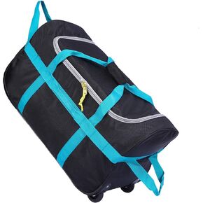 Folding Wheeled Rolling Duffle Bag for Camping Travel, Lightweight Large Duffel Bag with Wheels and Pull Handle, Blue, 26 Inch in Saudi Arabia