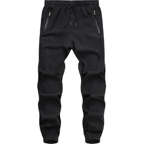 Men's Casual Workout Athletic Pants Elastic Waist Jogging Running Pants for Men with Zipper Pockets in Kuwait