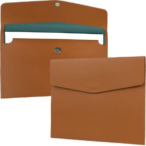 Multibey PU Leather A4 Document Holder File Organizer with Snap Closure, Waterproof/Water‑Resistant A4 & Letter Size Envelope Folder 13 x 9.5 in - Holds up to 100 Sheets (Black) in Kuwait