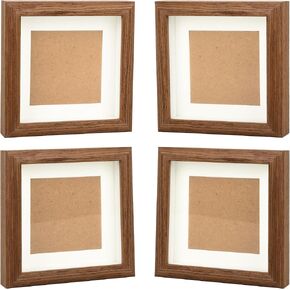 4Packs Wooden Shadow Box Frame Picture Frame Solid Wood Memory Shadow Box Display Case to Hang Memory Box Sports Memorabilia, Pins, Awards, Medals, Wedding, Tickets and Photos (4x4 inch) in Kuwait