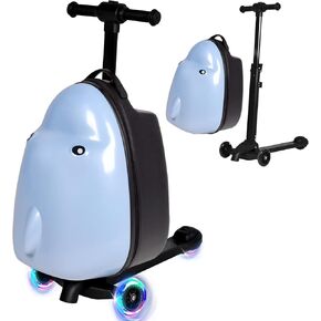 حقيبة سكوتر سمايلسون 4 في 1 قابلة للفصل للأطفال والمراهقين، حقيبة ركوب على شكل بومة/دولفين ثلاثية الأبعاد، تصميم خفيف الوزن قابل للطي، هدية سفر فريدة للأطفال (البومة الوردية 22 بوصة) in Kuwait