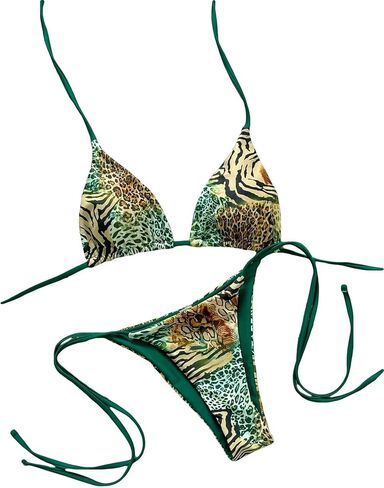 Women's Vintage Leopard Print Bathing Suit Halter Summer Swimsuit Bikini Set in Saudi Arabia