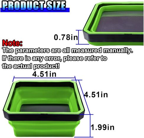3PCS Magnetic Foldable Tray, Collapsible Tool Organizer Tray Set with Magnetic Base, 4.5 Inch Square Auto Parts Silicone Bowl, Car Storage Accessories for Holding Nuts, Bolts, Small Parts in Saudi Arabia