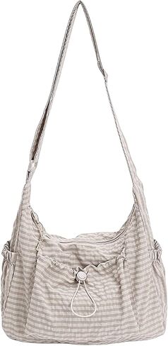 حقيبة هوبو من النايلون، حقيبة كتف منقوشة عبر الجسم، محفظة رسول، حقيبة يد بسحاب ناعم، أشرطة كتف قابلة للتعديل in Kuwait