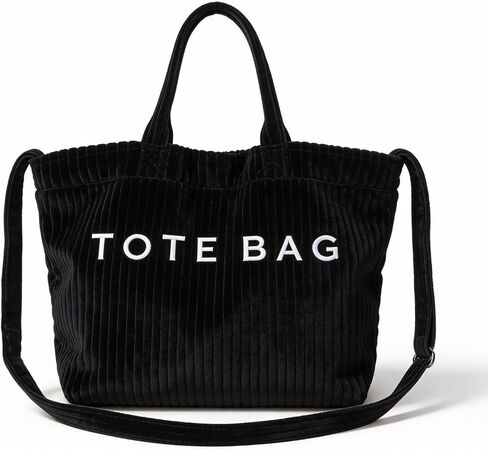 Tote Bag for Women Letter Print Tote Bag Corduroy Handbag for Work Travel Hobo Bags Adjustable Strap in Saudi Arabia