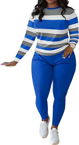 بدلة رياضية نسائية مكونة من قطعتين وأكمام طويلة وألوان متباينة وخفيفة الوزن للتمرين بدلة رياضية باللون الأزرق in Kuwait