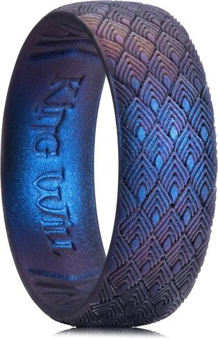 King Will Silicone Wedding Band for Men Women- 1.8mm Ultra Thin Ring with Geometric Pattern, Hypoallergenic Rubber Ring in Saudi Arabia