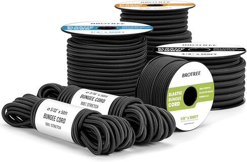 Bungee Cord Elastic Shock Cord 1/8" x 10' Bungee Rope for DIY, Tie Downs, Kayak and Outdoor - Black in Kuwait