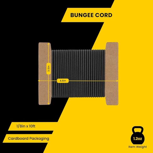Bungee Cord Elastic Shock Cord 1/8" x 10' Bungee Rope for DIY, Tie Downs, Kayak and Outdoor - Black in Kuwait