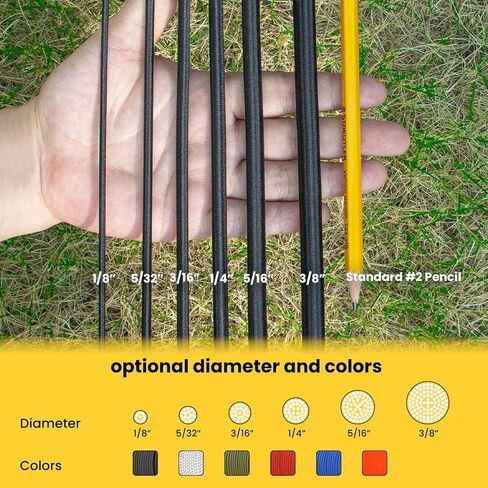 Bungee Cord Elastic Shock Cord 1/8" x 10' Bungee Rope for DIY, Tie Downs, Kayak and Outdoor - Black in Kuwait