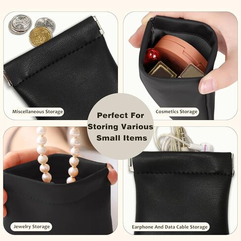 Leather Squeeze Coin Purse Pouch – Compact & Secure Change Holder for Men & Women in Kuwait