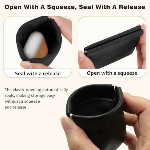 Leather Squeeze Coin Purse Pouch – Compact & Secure Change Holder for Men & Women in Kuwait