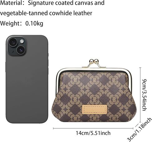 حامل بطاقات RFID من Royal Bagger Retro Kiss Lock ومحفظة عملات معدنية للنساء، محفظة صغيرة من القماش المطلي بالتوقيع والجلد المدبوغ بالخضراوات، حقيبة تخزين مدمجة 5243 (قهوة) in Saudi Arabia