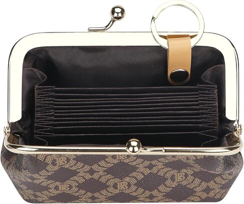 حامل بطاقات RFID من Royal Bagger Retro Kiss Lock ومحفظة عملات معدنية للنساء، محفظة صغيرة من القماش المطلي بالتوقيع والجلد المدبوغ بالخضراوات، حقيبة تخزين مدمجة 5243 (قهوة) in Saudi Arabia