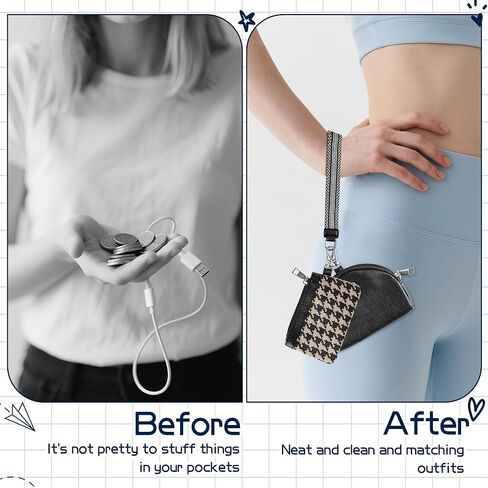 Mini Zipper Wrist Wallet - Mini Dual Coin Pouch Around Wrist Wallet Sets with Keychain Portable Travel Outdoor Walk Storage Coin Purse Pocket Secure Detachable Organizer for Women Girl in Kuwait