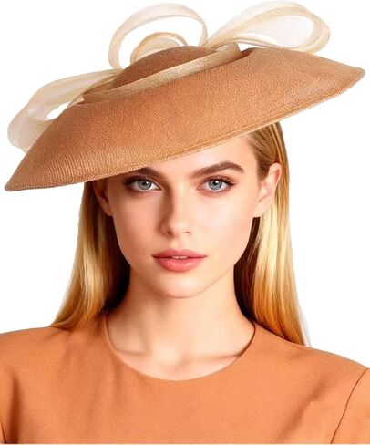 Wide Brim Church Hat for Women - Elegant Kentucky Fascinator with Bow Mesh,Bridal Wedding Tea Party Derby Formal Top Hats in Saudi Arabia