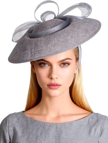 Wide Brim Church Hat for Women - Elegant Kentucky Fascinator with Bow Mesh,Bridal Wedding Tea Party Derby Formal Top Hats in Saudi Arabia