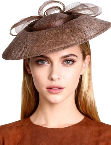 Wide Brim Church Hat for Women - Elegant Kentucky Fascinator with Bow Mesh,Bridal Wedding Tea Party Derby Formal Top Hats in Saudi Arabia