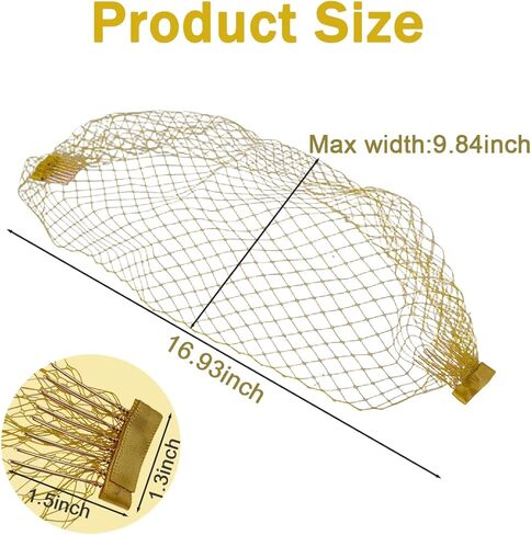 Bridal Birdcage Veil, Nylon Fascinator Mesh Face Veil with Invisible & Comfortable Iron Combs for Woman & Girl(Gold) in Saudi Arabia