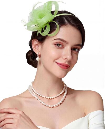 قبعات زينة كنتاكي 2026 ديربي للفتيات والنساء قبعة حفلات الشاي لحفلات الزفاف مشبك شعر ريشي شبكي أغطية الرأس in Kuwait