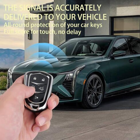 غطاء مفتاح WJS، غطاء حماية لمفتاح السيارة متوافق مع 2014-2023 كاديلاك ATS ATS-v CTS CT6 XTS XT5 XT4 XT6 SRX STS Escalade (أسود) in Kuwait