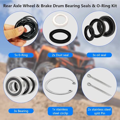 Rear Axle Wheel & Brake Drum Bearing Seals & O-Ring Kit Compatible for Honda Foreman 400 450 500 Rubicon 500 Rancher 350 400 1997-2013 in Saudi Arabia