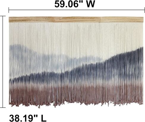 AKSWSHO Macrame Wall Hanging, Extra Large Mountain Dip-Dye Handmade Cotton Tapestry 59.06" x 38.19", Oversized Boho Wall Décor for Living Room Bedroom Studio Entryway, Serene Handcrafted Home Gift in Saudi Arabia