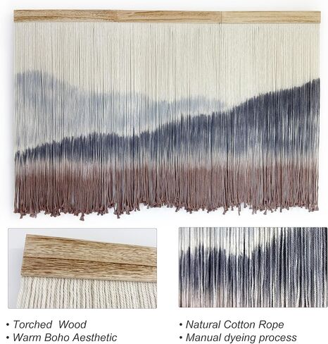 AKSWSHO Macrame Wall Hanging, Extra Large Mountain Dip-Dye Handmade Cotton Tapestry 59.06" x 38.19", Oversized Boho Wall Décor for Living Room Bedroom Studio Entryway, Serene Handcrafted Home Gift in Saudi Arabia