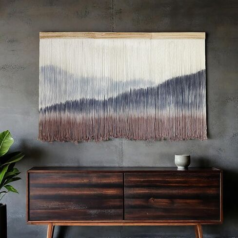 AKSWSHO Macrame Wall Hanging, Extra Large Mountain Dip-Dye Handmade Cotton Tapestry 59.06" x 38.19", Oversized Boho Wall Décor for Living Room Bedroom Studio Entryway, Serene Handcrafted Home Gift in Saudi Arabia