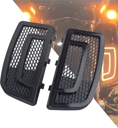 HDBUBALUS Motorcycle LED Fairing Lower Grills Turn Signal Running Light Fit for Harley Touring Street Gilde Classic Road Gilde Electra Glide Ultra Limited FLHR FLHRC FLTRXS 2014-2023 Black in Saudi Arabia