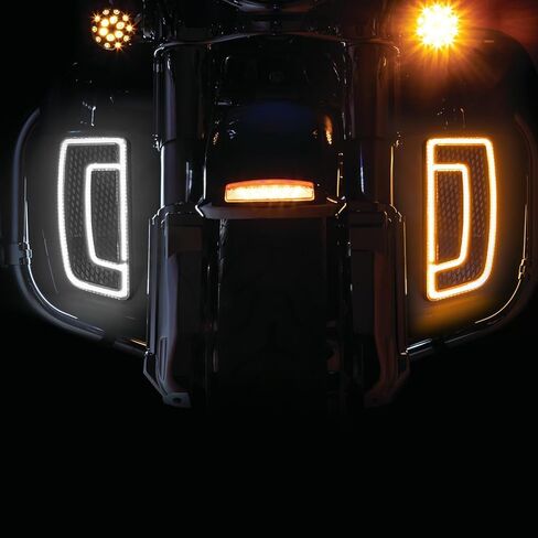 HDBUBALUS Motorcycle LED Fairing Lower Grills Turn Signal Running Light Fit for Harley Touring Street Gilde Classic Road Gilde Electra Glide Ultra Limited FLHR FLHRC FLTRXS 2014-2023 Black in Saudi Arabia