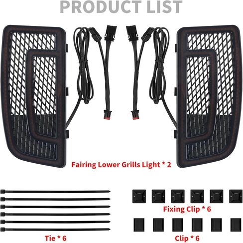 HDBUBALUS Motorcycle LED Fairing Lower Grills Turn Signal Running Light Fit for Harley Touring Street Gilde Classic Road Gilde Electra Glide Ultra Limited FLHR FLHRC FLTRXS 2014-2023 Black in Saudi Arabia