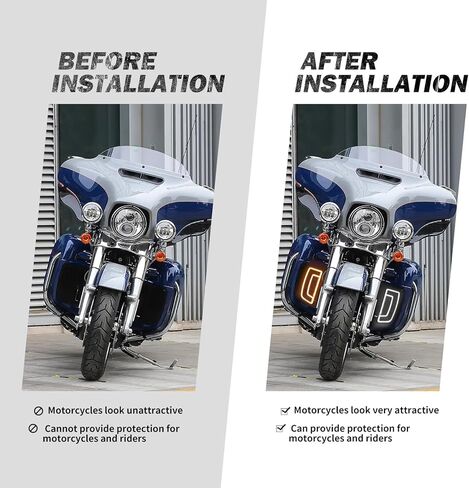 HDBUBALUS Motorcycle LED Fairing Lower Grills Turn Signal Running Light Fit for Harley Touring Street Gilde Classic Road Gilde Electra Glide Ultra Limited FLHR FLHRC FLTRXS 2014-2023 Black in Saudi Arabia