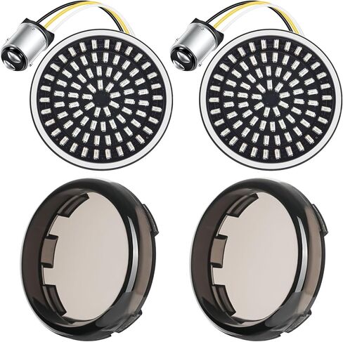 PBYMT 2inch Rear Turn Signals, 81 LEDs 1157 Turn Signals with 2 Smoked Lens Cap Fit for Harley Touring Road Glide Road King Electra Glide Street Glide Sportster Iron Dyna Softail 1986-2024 in Saudi Arabia