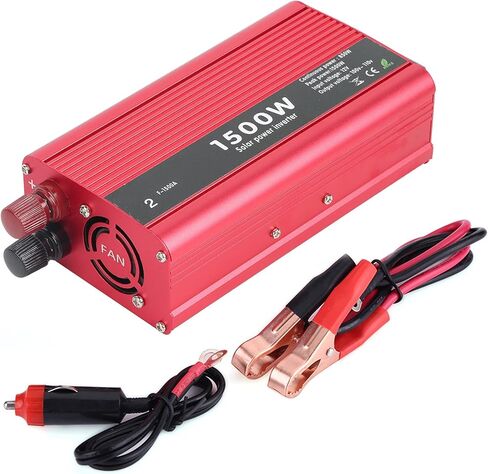 1500 Watt Inverter, Inversor de Corriente 12V DC A 110V, Power Inverter, with 3.1 A USB Port, for in Car Us, Vehicles, Red in Saudi Arabia