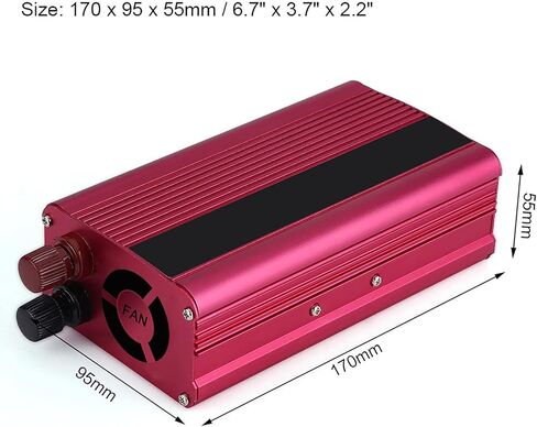 1500 Watt Inverter, Inversor de Corriente 12V DC A 110V, Power Inverter, with 3.1 A USB Port, for in Car Us, Vehicles, Red in Saudi Arabia