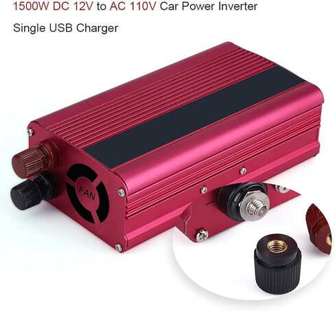 1500 Watt Inverter, Inversor de Corriente 12V DC A 110V, Power Inverter, with 3.1 A USB Port, for in Car Us, Vehicles, Red in Saudi Arabia