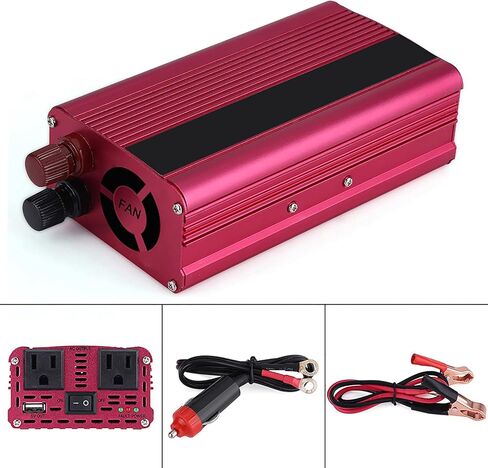 1500 Watt Inverter, Inversor de Corriente 12V DC A 110V, Power Inverter, with 3.1 A USB Port, for in Car Us, Vehicles, Red in Saudi Arabia